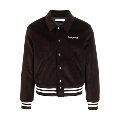 Sporty & Rich Pilot Embroidered Button-Up Jacket Brown JA761CH
