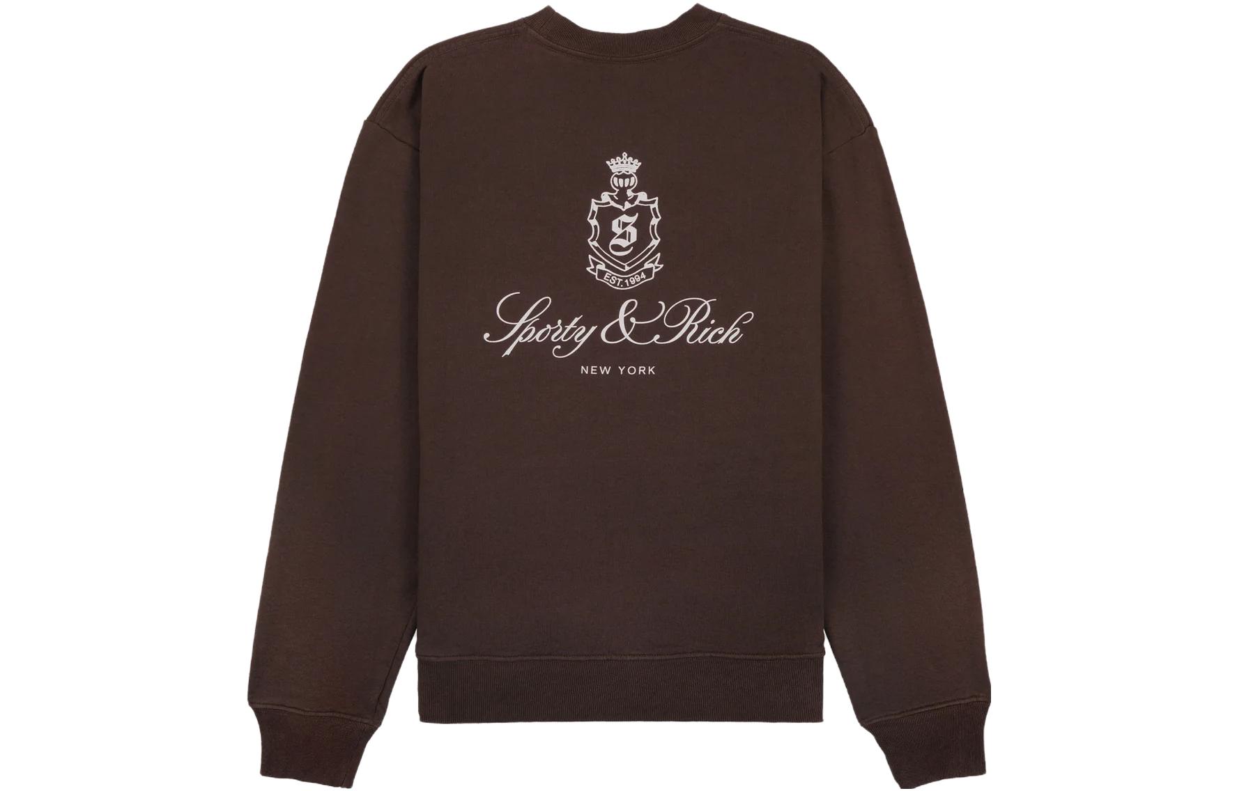 Sporty & Rich Printed Crewneck Sweatshirt Unisex Brown CR981CH