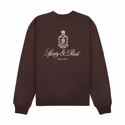 Sporty & Rich Printed Crewneck Sweatshirt Unisex Brown CR981CH