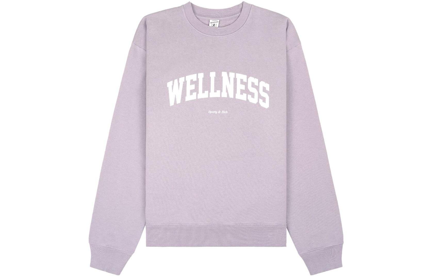 Sporty & Rich Purple Logo Print Crewneck Sweatshirt Unisex Long Sleeve CR831FCFADEDLILACWHITE