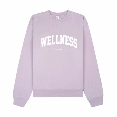 Sporty & Rich Purple Logo Print Crewneck Sweatshirt Unisex Long Sleeve CR831FCFADEDLILACWHITE