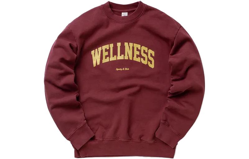 Sporty & Rich Red Unisex Crewneck Sweatshirt with Lettering Print CR643MEMERLOT