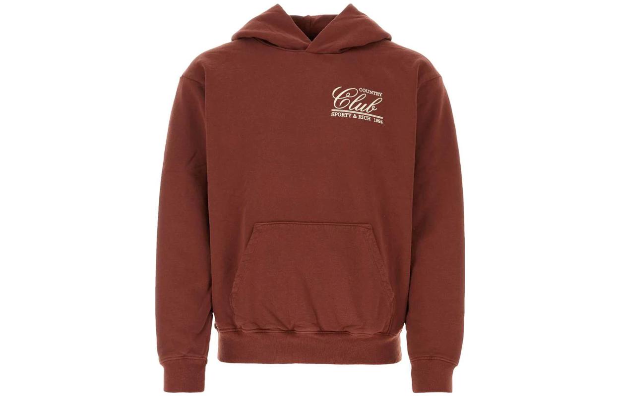 Sporty & Rich Solid Color Logo Hoodie Maroon HO841MOMAROONCREAM