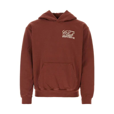 Sporty & Rich Solid Color Logo Hoodie Maroon HO841MOMAROONCREAM