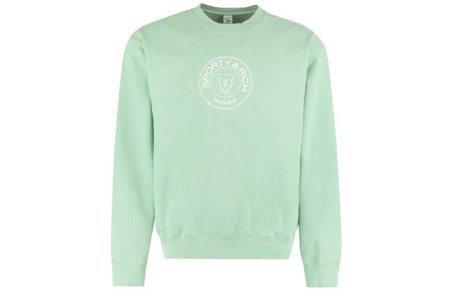 Sporty & Rich Solid Crewneck Pullover Sweatshirt Men’s Light Green CR445SA