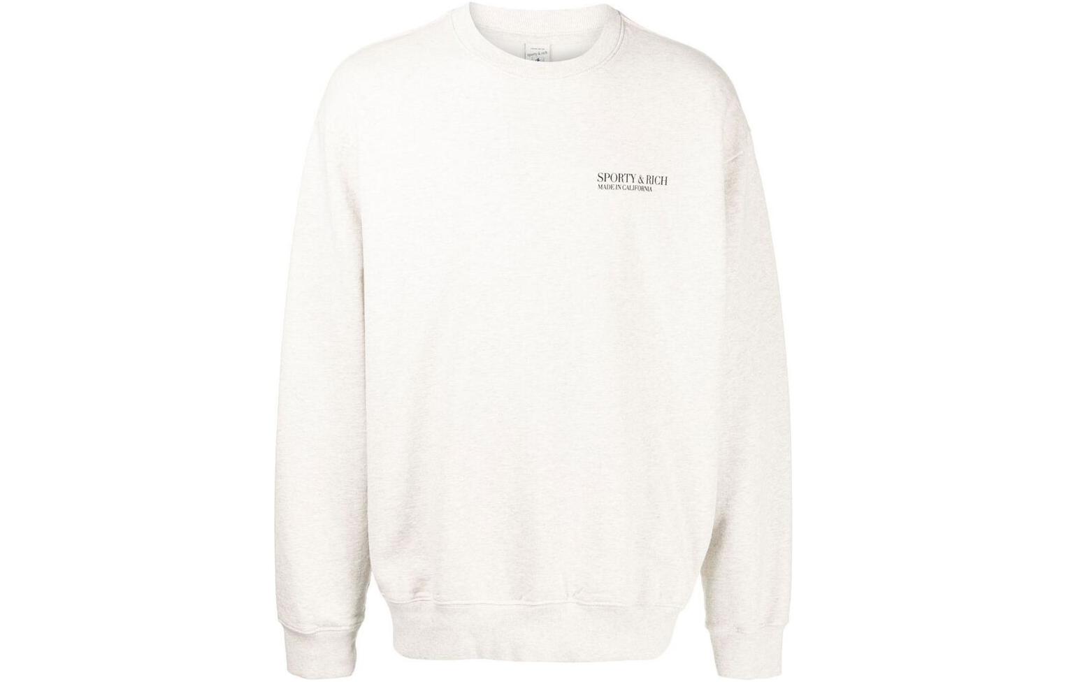 Sporty & Rich SS22 Beige Crewneck Logo Print Unisex Long-Sleeve Sweatshirt CR465HO