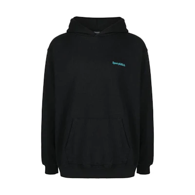 Sporty & Rich SS22 Black Logo Print Pullover Hoodie Unisex HO452BK