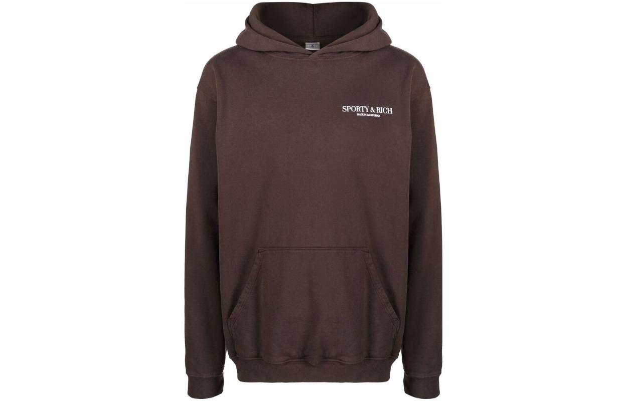 Sporty & Rich SS22 Logo Embroidered Hoodie Brown Mens HO381CH