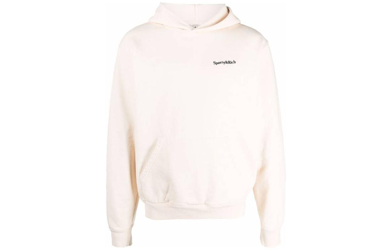 Sporty & Rich SS22 Logo Embroidered Unisex Hoodie Almond HO351CR