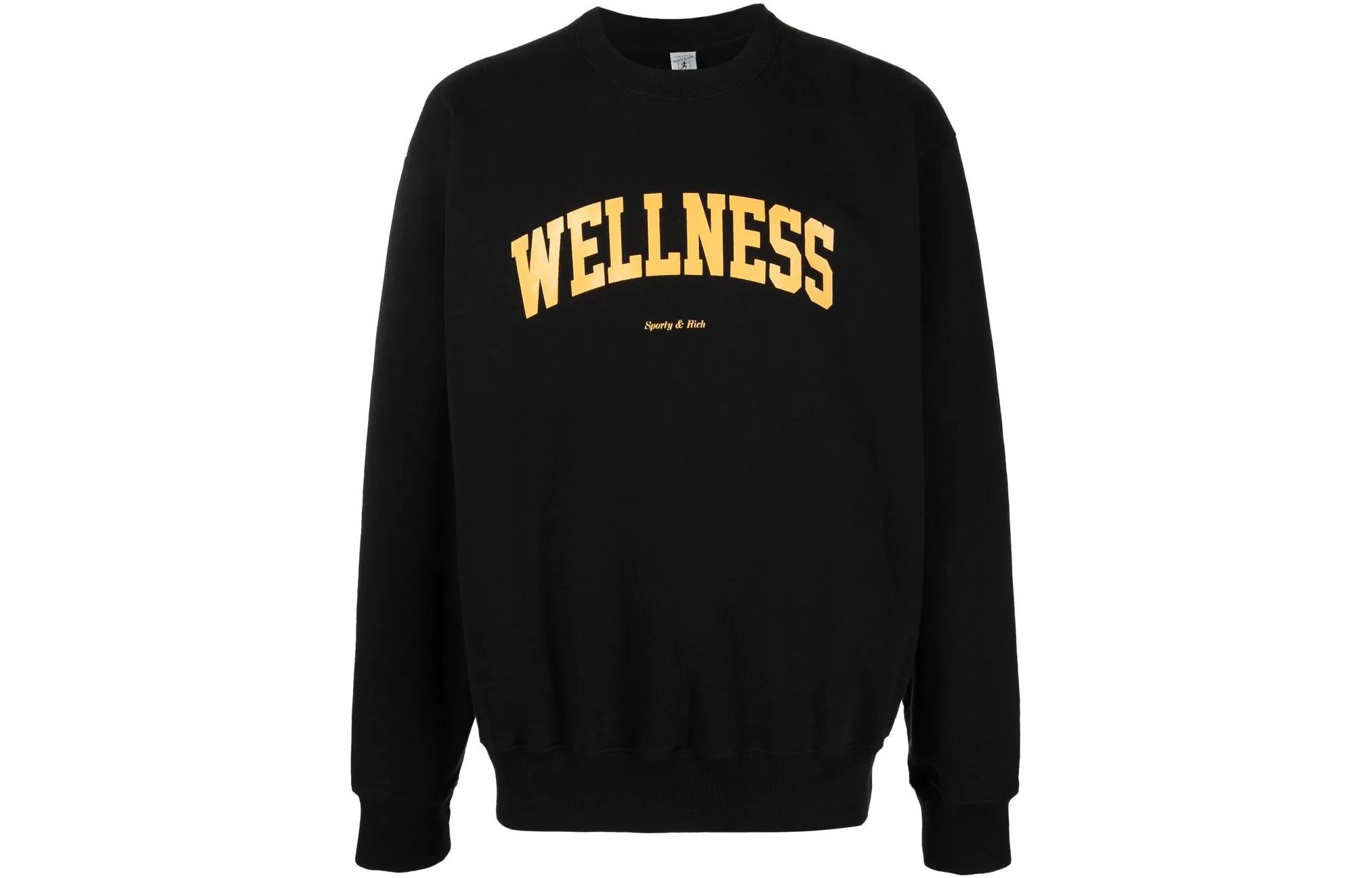 Sporty & Rich SS22 Logo Print Casual Crewneck Sweatshirt Unisex Black CR463BK