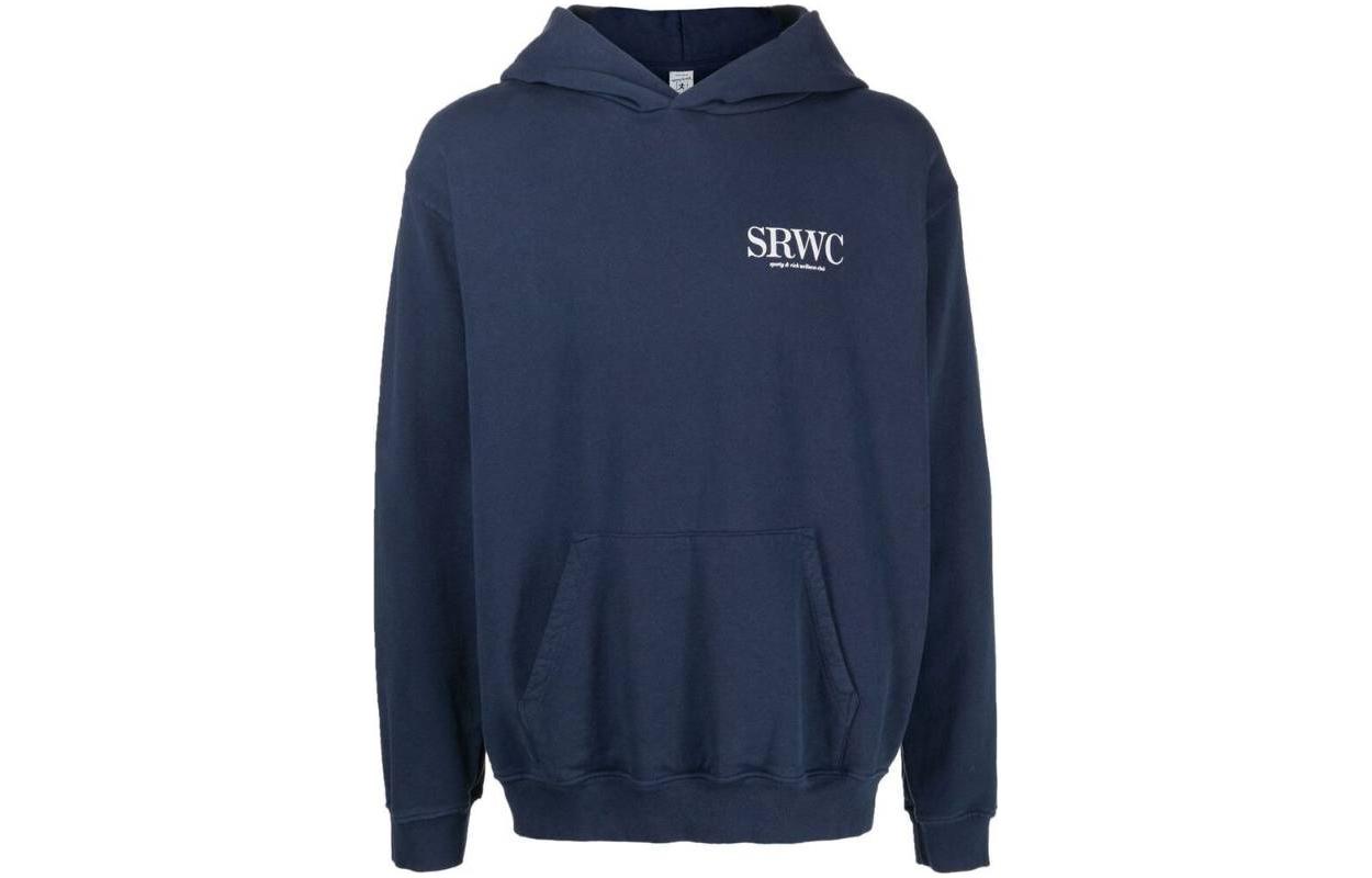 Sporty & Rich SS22 Logo Print Pullover Hoodie Unisex Blue HO461NA