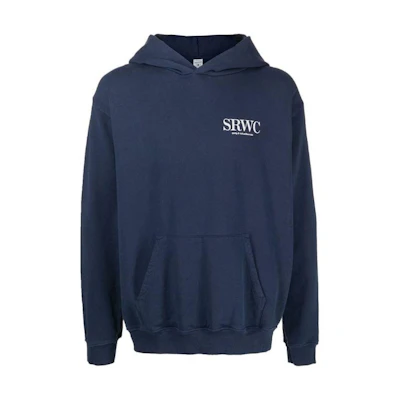 Sporty & Rich SS22 Logo Print Pullover Hoodie Unisex Blue HO461NA