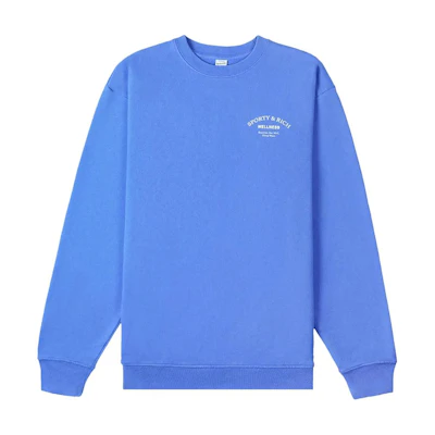 Sporty & Rich SS22 Unisex Blue Logo Print Crewneck Long Sleeve Sweatshirt CR463SASA