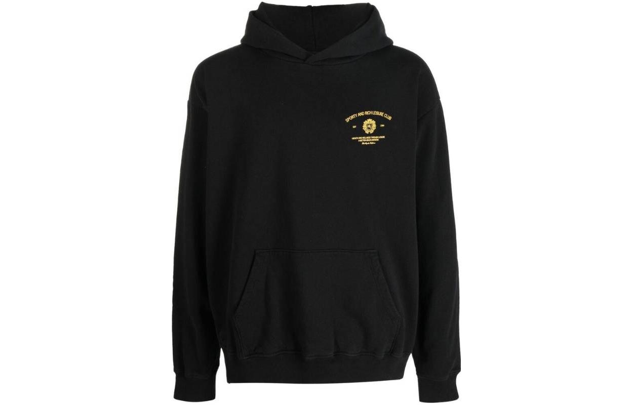 Sporty & Rich SS23 Black Logo Print Pullover Hoodie Unisex HO671BK