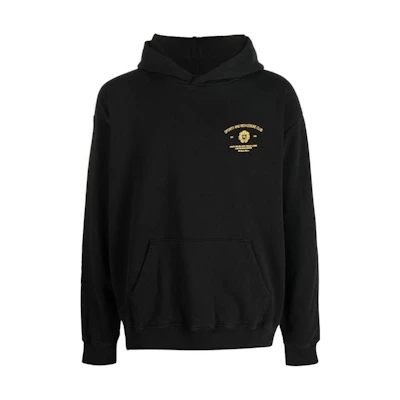 Sporty & Rich SS23 Black Logo Print Pullover Hoodie Unisex HO671BK