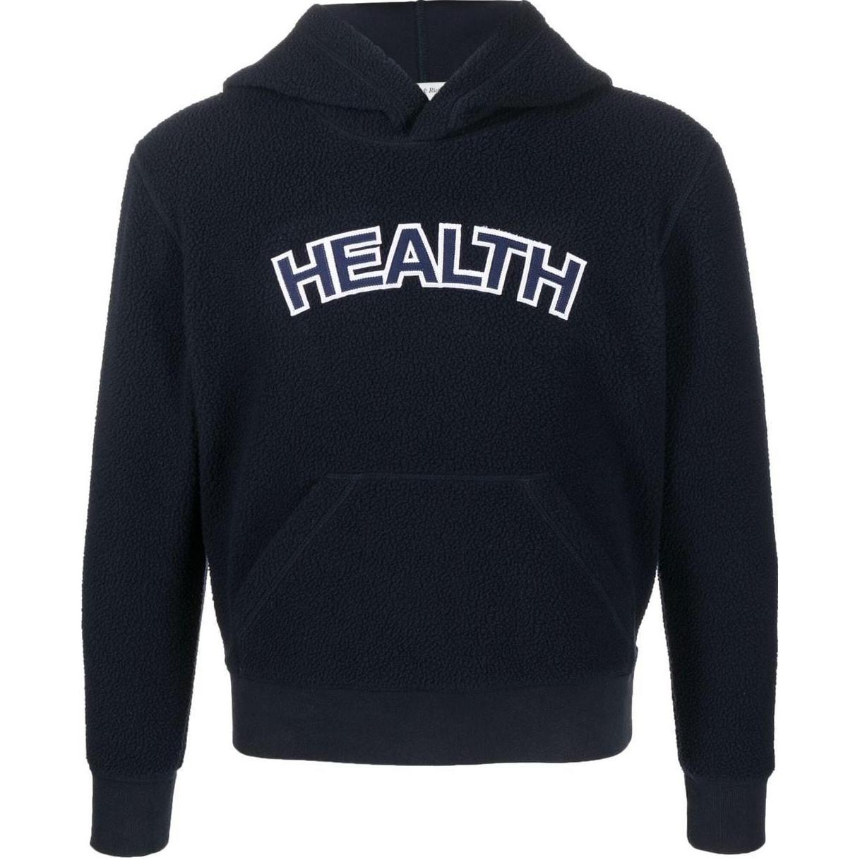 Sporty & Rich SS23 Fleece Textured Hoodie Unisex Black HO664NANAVY