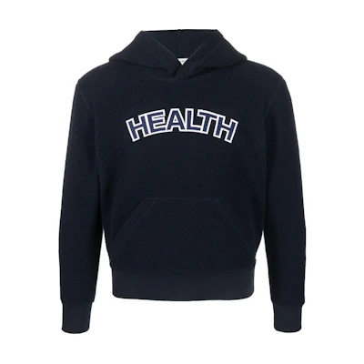 Sporty & Rich SS23 Fleece Textured Hoodie Unisex Black HO664NANAVY