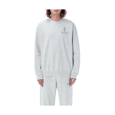 Sporty & Rich SS23 Grey Crewneck Long Sleeve Sweatshirt with Logo Print CR835HGFHGN