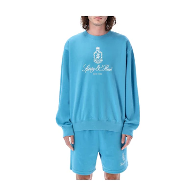 Sporty & Rich SS23 Letter Print Crewneck Sweatshirt Blue CR835BLFBW