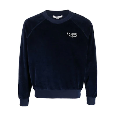 Sporty & Rich SS23 Logo Embroidered Crewneck Sweatshirt Navy - Long Sleeve CR751NANAVY