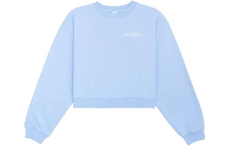 Sporty & Rich SS23 Logo Print Crewneck Cropped Sweatshirt Men’s Light Blue CR674HYHYDRAN