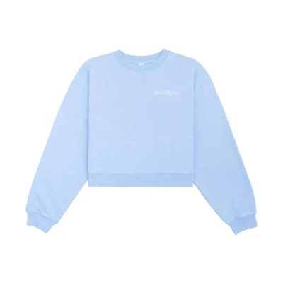 Sporty & Rich SS23 Logo Print Crewneck Cropped Sweatshirt Men’s Light Blue CR674HYHYDRAN