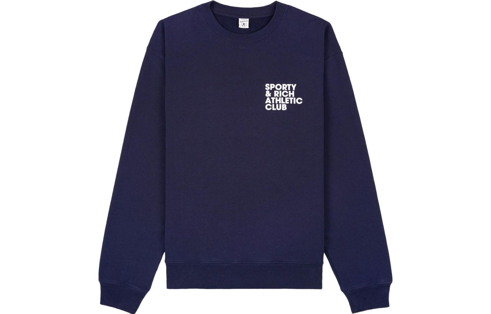 Sporty & Rich SS23 Navy Blue Alphabet Print Crewneck Long Sleeve Unisex Sweatshirt CR833NA