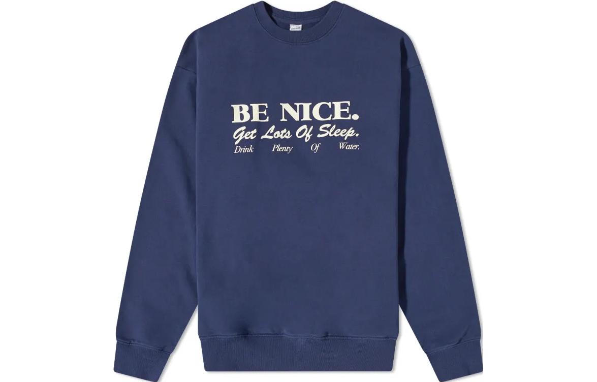 Sporty & Rich SS23 Navy Crewneck Sweatshirt with Letter Print Menswear BENICECREWNECKNAVY