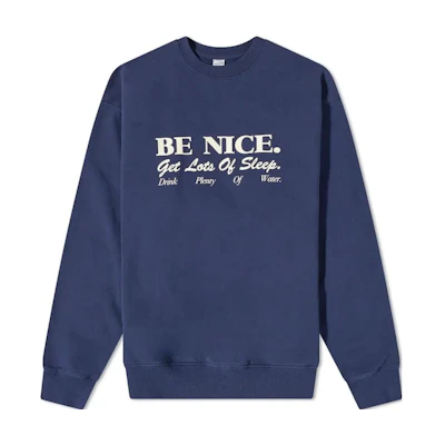 Sporty & Rich SS23 Navy Crewneck Sweatshirt with Letter Print Menswear BENICECREWNECKNAVY