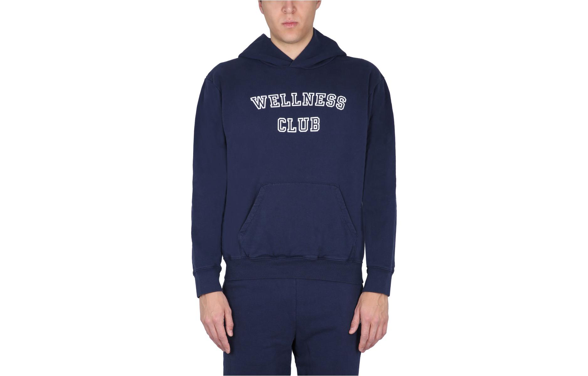 Sporty & Rich SS23 Navy Logo Print Hoodie Unisex HO761NANAVY