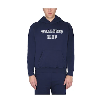 Sporty & Rich SS23 Navy Logo Print Hoodie Unisex HO761NANAVY