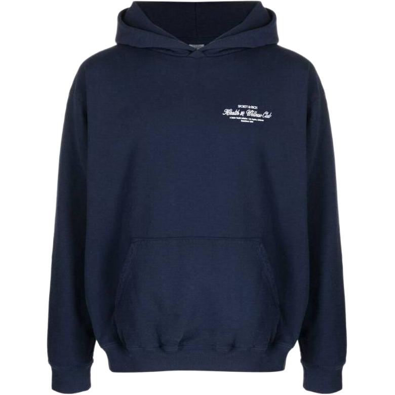 Sporty & Rich SS23 Navy Pullover Hoodie with Logo Print for Men HO672NANAVY