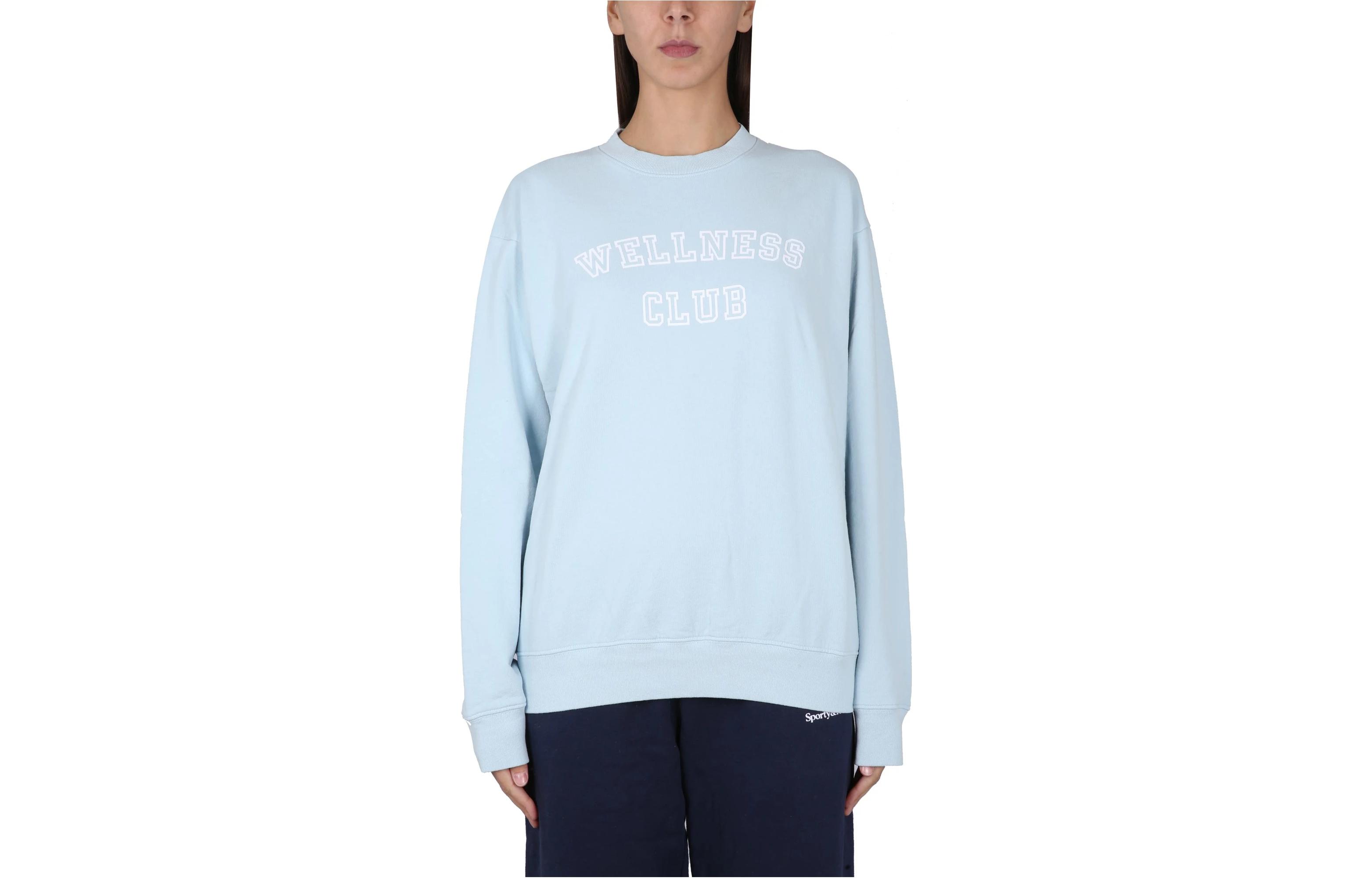 Sporty & Rich SS23 Solid Color Logo Crewneck Sweatshirt Light Blue Unisex CR761BB