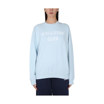 Sporty & Rich SS23 Solid Color Logo Crewneck Sweatshirt Light Blue Unisex CR761BB