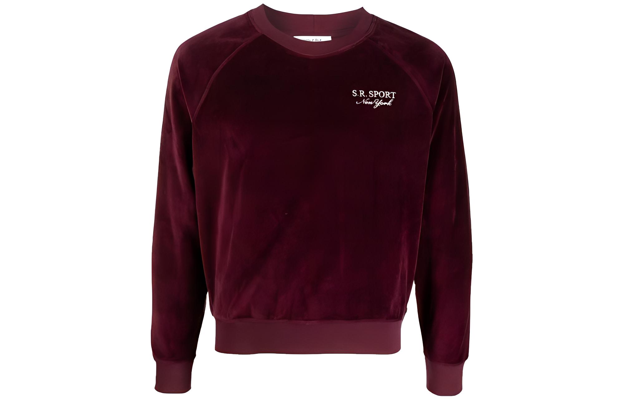 Sporty & Rich SS23 Solid Crewneck Pullover Sweatshirt Men Deep Red CR751ME