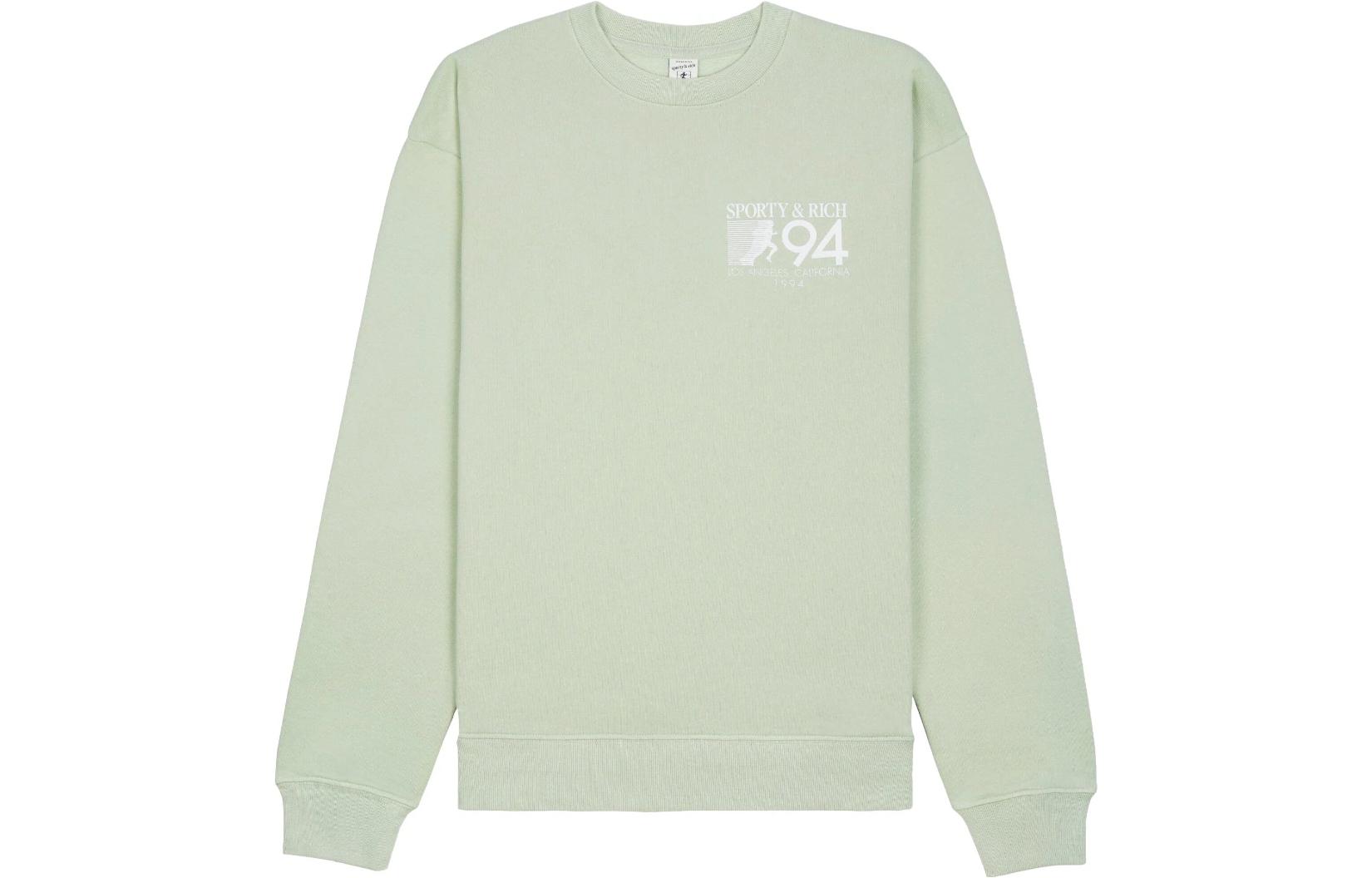 Sporty & Rich SS23 Solid Logo Print Green Long Sleeve Sweatshirt Mens CR627SASAGE