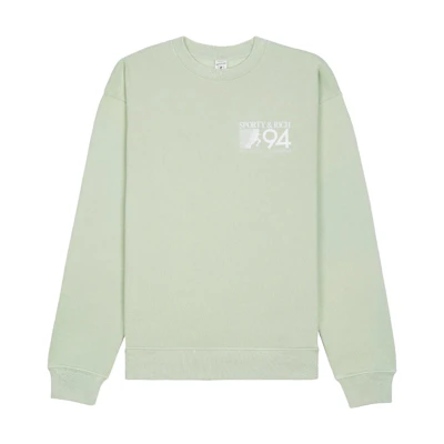 Sporty & Rich SS23 Solid Logo Print Green Long Sleeve Sweatshirt Mens CR627SASAGE