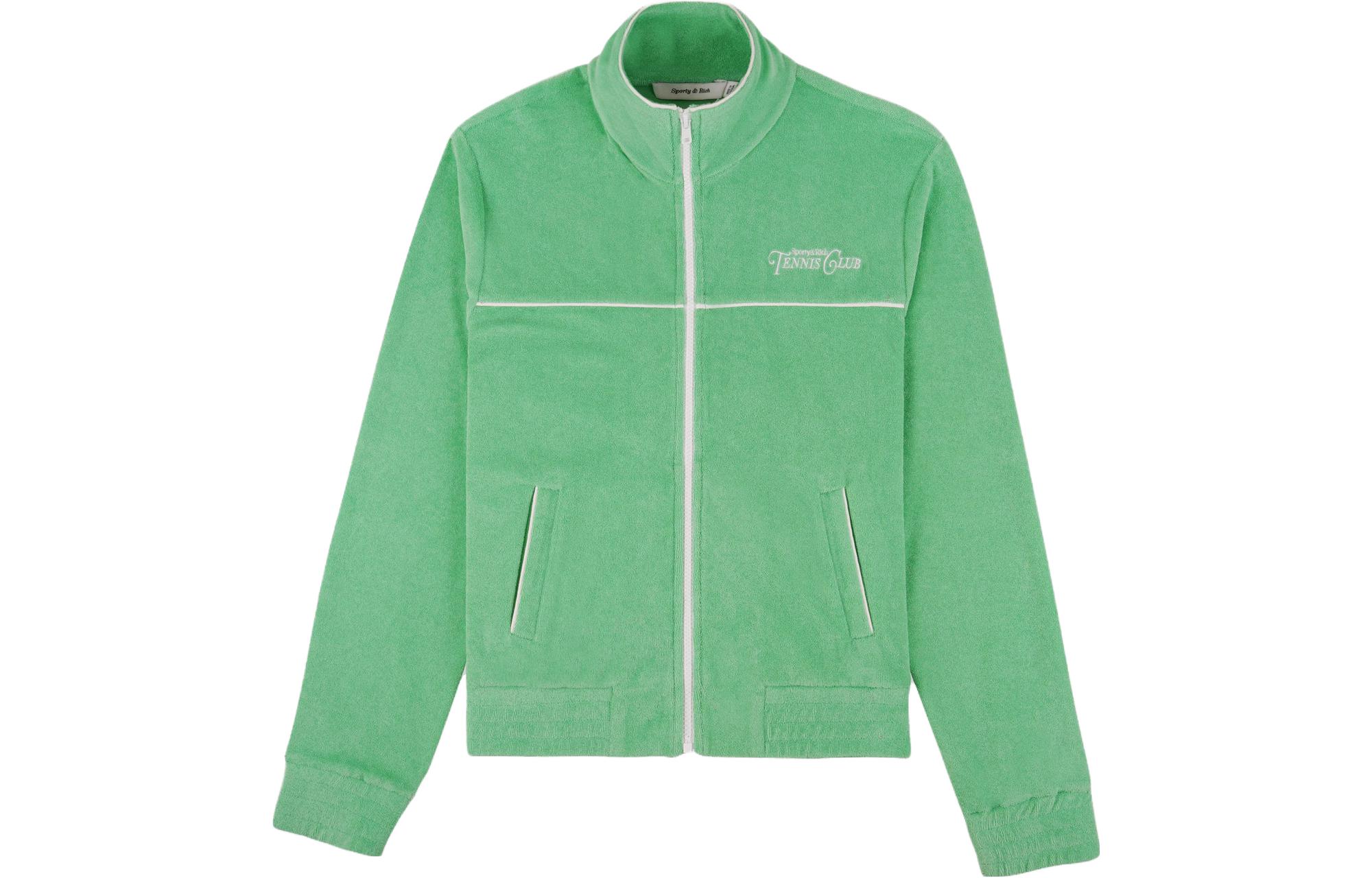 Sporty & Rich SS23 Tennis Drop 2 Embroidered Zip Jacket Unisex Green JA931