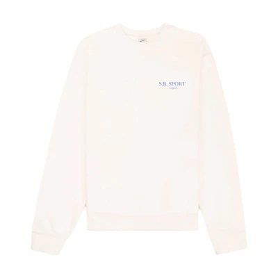 Sporty & Rich SS23 Tennis Drop 2 Logo Crewneck Sweatshirt Cream Unisex CR931MK