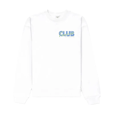 Sporty & Rich SS23 Tennis Drop 2 Logo Crewneck Sweatshirt White Unisex CR932WH