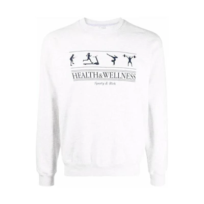 Sporty & Rich Unisex Lettering Crewneck Long Sleeve Sweatshirt Light Grey CR313HG