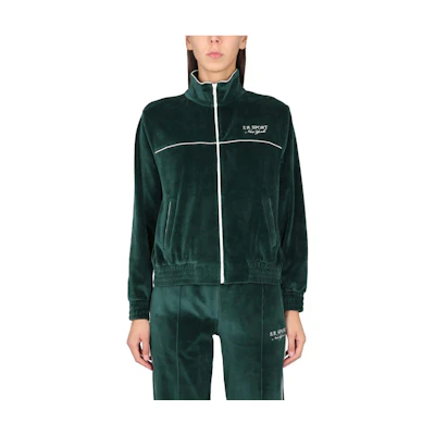 Sporty & Rich Unisex Retro Letter Print Green Zip-Up Jacket JA751FOFOREST