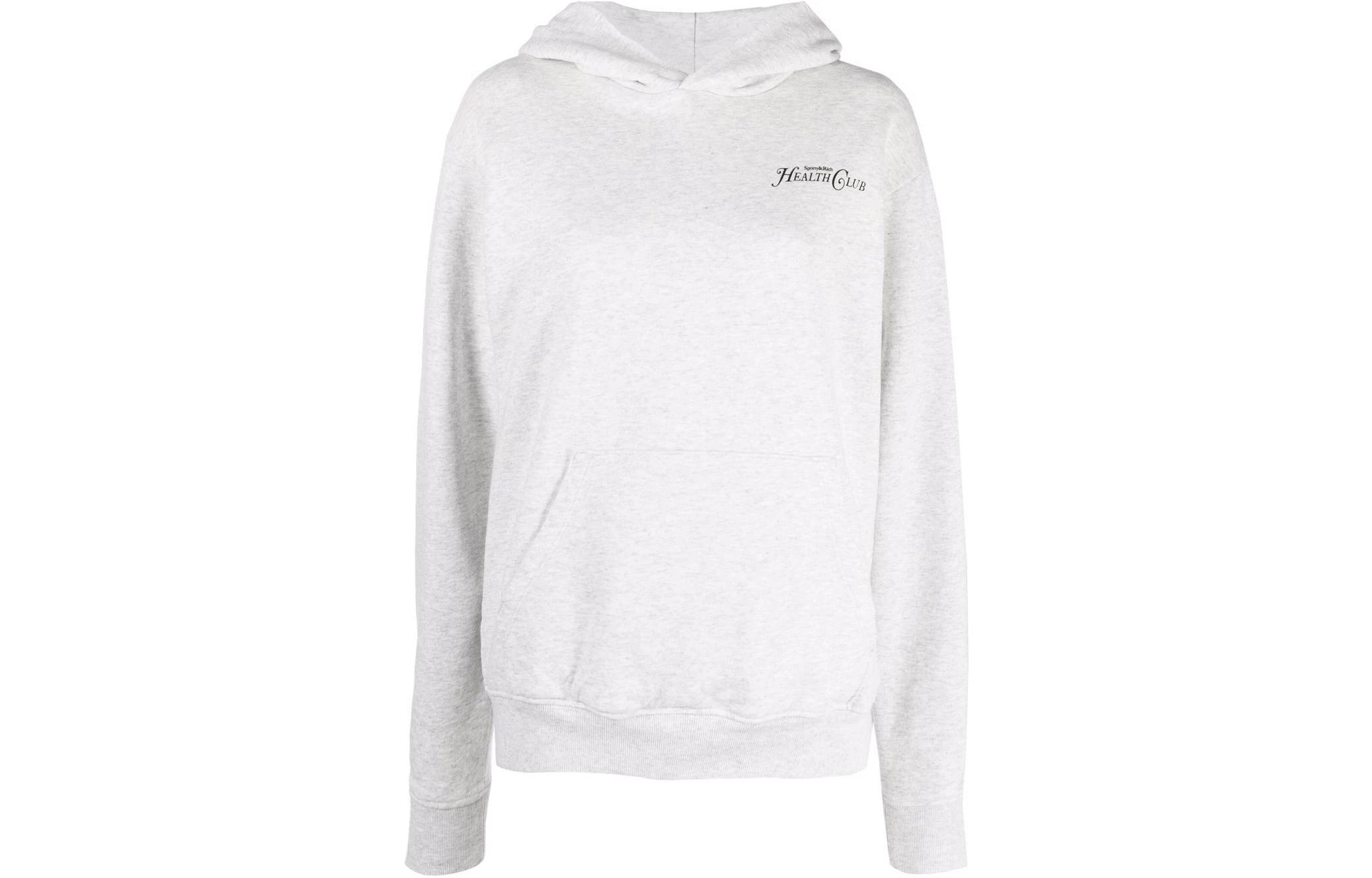 Sporty & Rich White Pullover Hoodie with Logo Print Unisex Long Sleeve HO311HG
