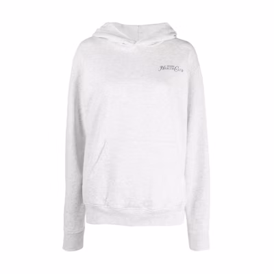 Sporty & Rich White Pullover Hoodie with Logo Print Unisex Long Sleeve HO311HG