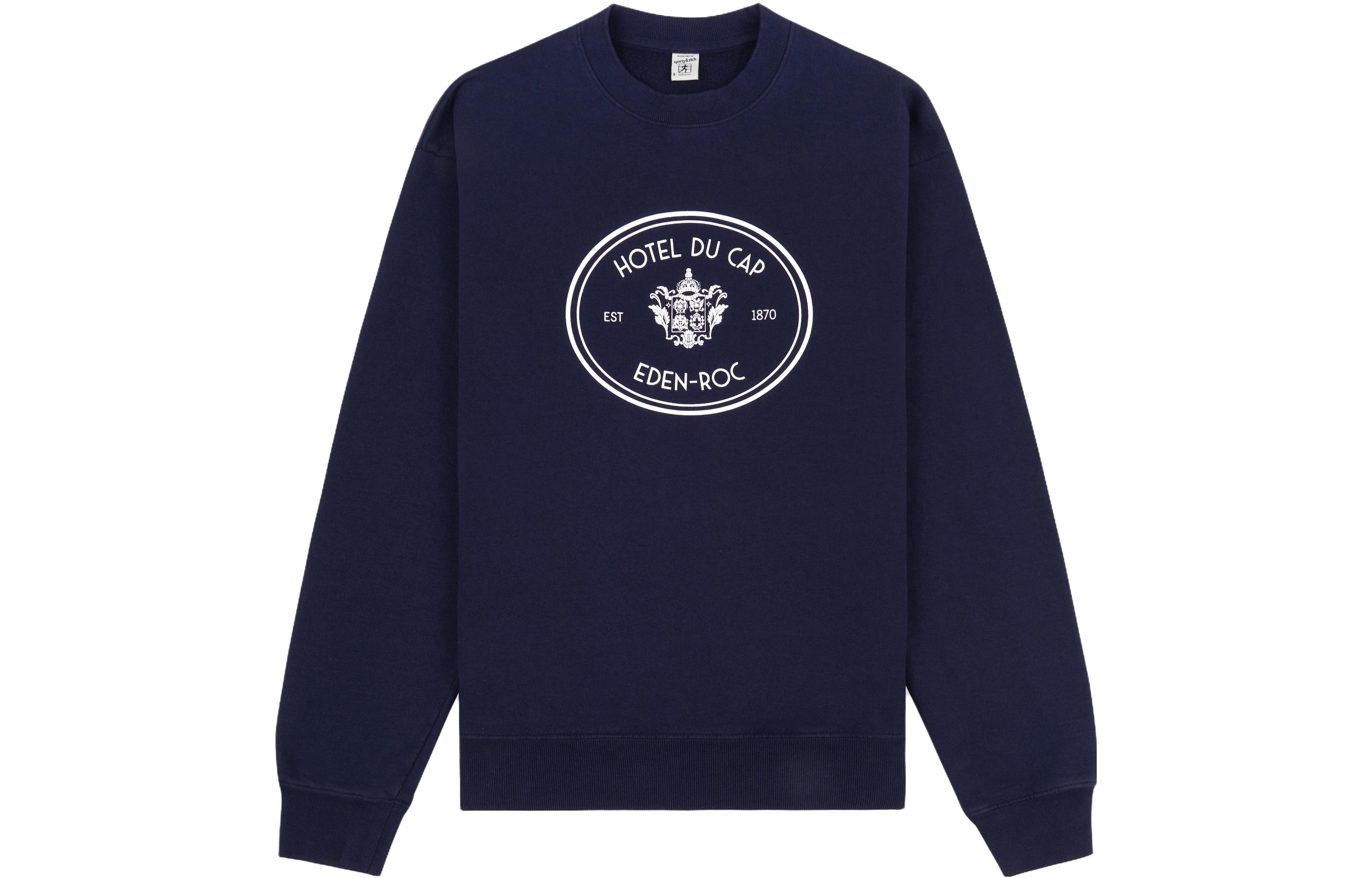 Sporty & Rich Hotel du Cap-Eden-Roc SS23 Logo Crewneck Sweatshirt Blue Unisex CR1073NA