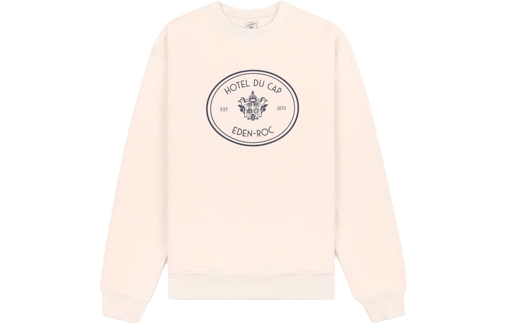 Sporty & Rich Hotel du Cap-Eden-Roc SS23 Logo Print Beige Unisex Crewneck Sweater CR1071CR
