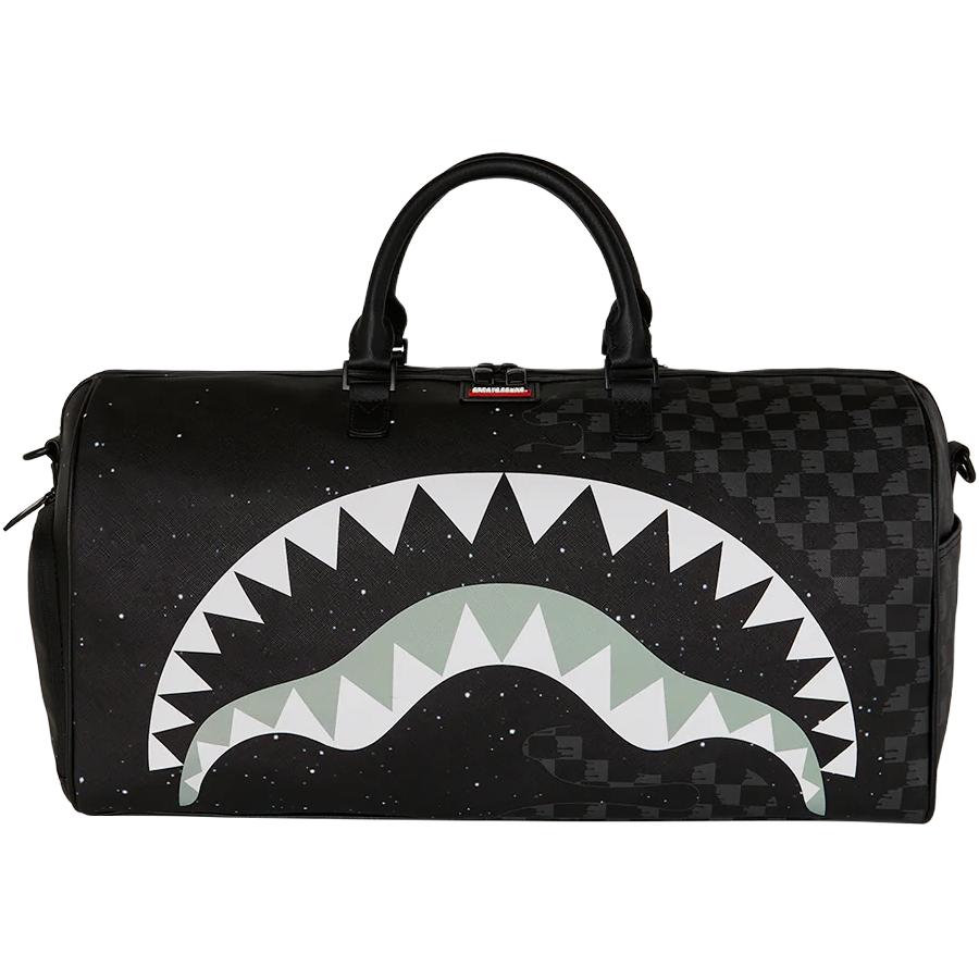 Sprayground 34L Deep Space PVC Travel Bag with Silver Foil Lettering - Unisex Black W1215505