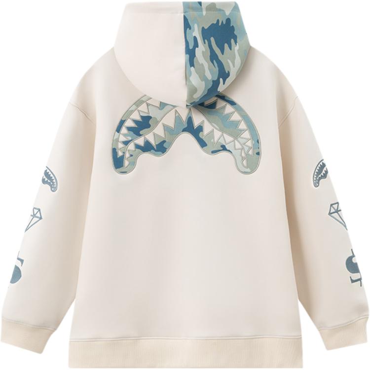 Sprayground Camo Patchwork Shark Mouth Logo Zip Hoodie Unisex WE013317
