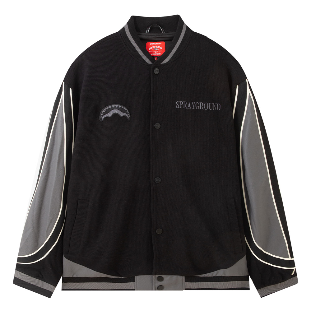 Sprayground Shark Logo Embroidered Casual Baseball Jacket Unisex. W1011104