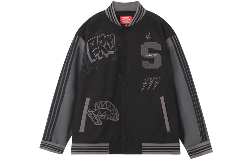 Sprayground Shark Mouth Logo Oversized Baseball Jacket Unisex. WD931109